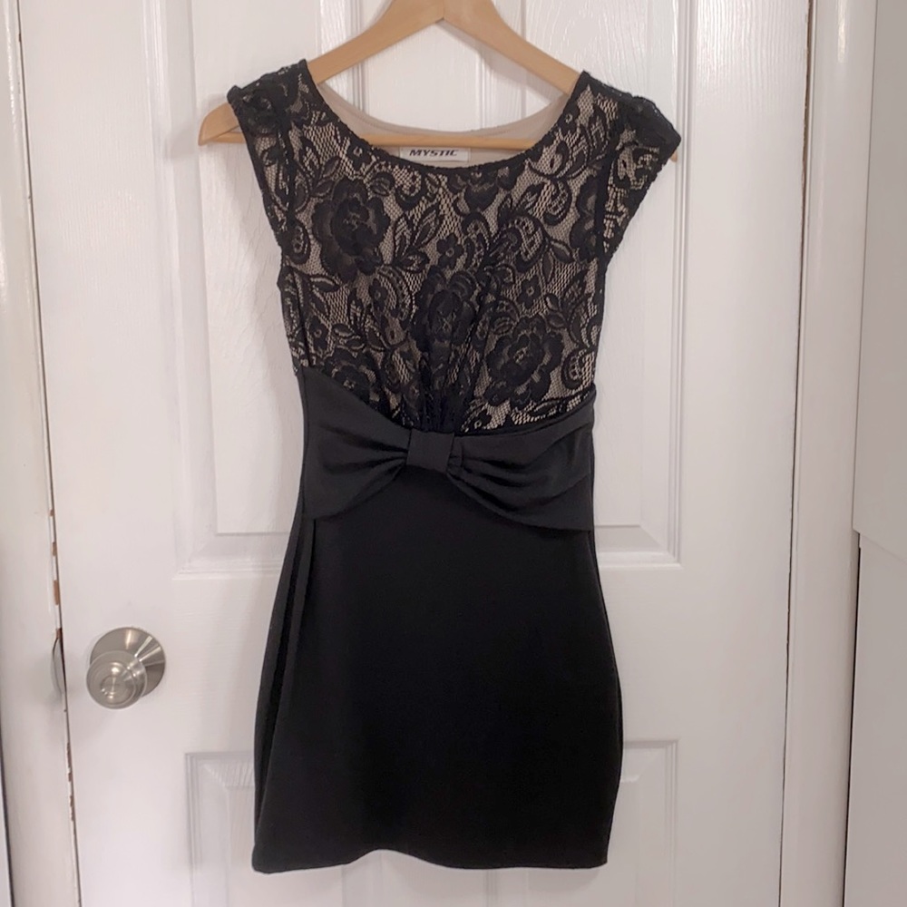 Black dress with lace over the top size small